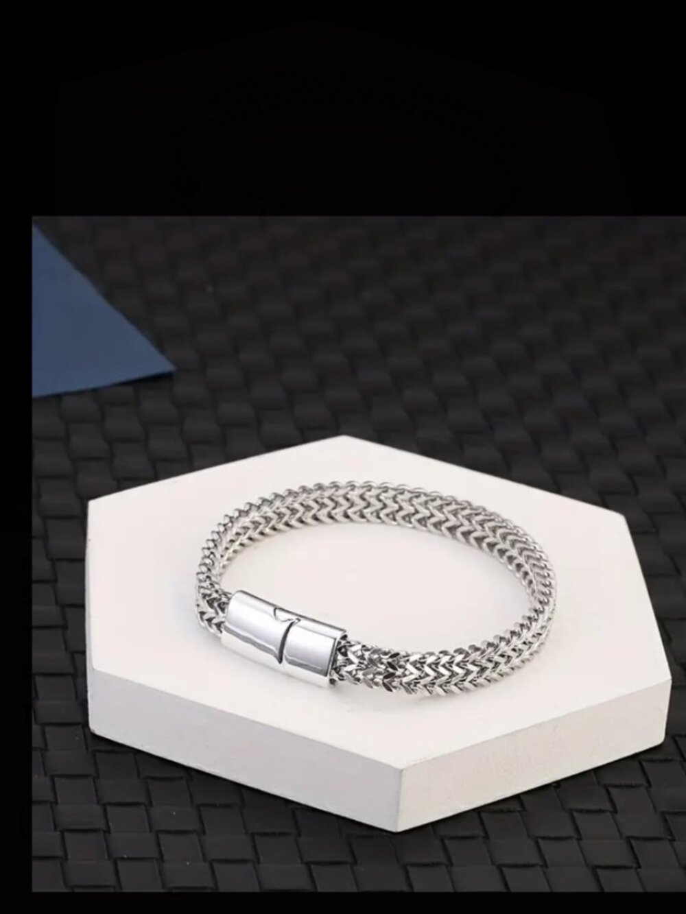 Silver Tone Double Chain Magnetic Clasp Bracelet